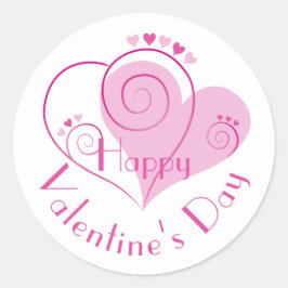 Rosa Lila Hearts Happy Valentinstag Runder Aufkleber