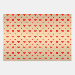 Rosa Lila Herz Golden Foil Geschenkpapier Set