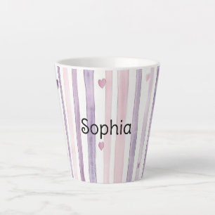 Rosa Lila Herzen Streifen Geburtstag Milchtasse