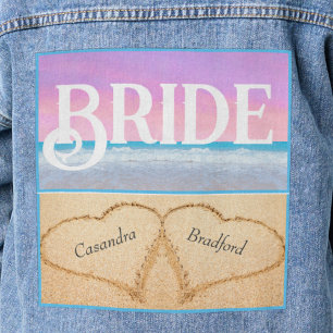 Rosa Lila Hochzeit Strand 2 Herz Braut Jeansjacke