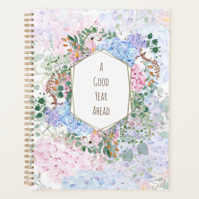 Rosa lila Hydrangestruktur Planer (Vorderseite)