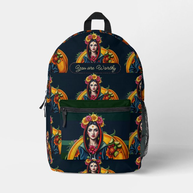 Rosa lila Imitate Goldene Herzen Moderner individu Bedruckter Rucksack (Vorderseite)