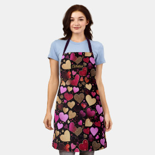 Rosa lila Imitate Goldene Herzen Moderner individu Schürze