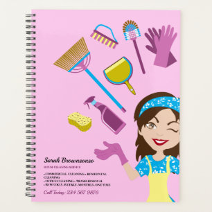 Rosa Lila Janitorial Cartoon Zuhause Branding Planer