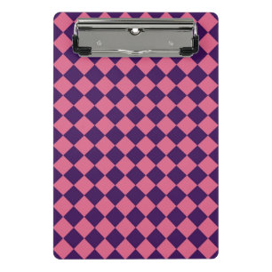 Rosa Lila Karo-Diamant-Muster Mini Klemmbrett