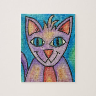 Rosa lila Kätzchen Katze Puzzle