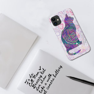 Rosa Lila Katzenart Vintage Art Telefonzelle Case-Mate iPhone Hülle