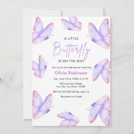 Rosa lila Kleiner Schmetterling Baby Shower Einladung