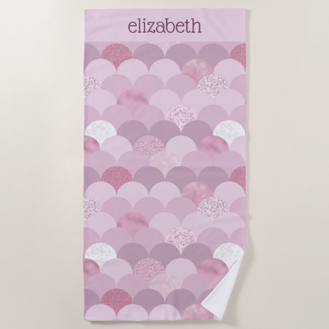 Rosa lila Kreisstruktur Strandtuch (Vorderseite)