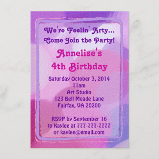 Rosa lila Kunst-Party-Farbe punktiert Einladung
