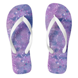 Rosa lila Lavendel-Wasserfarbe-Malspuren  Flip Flops