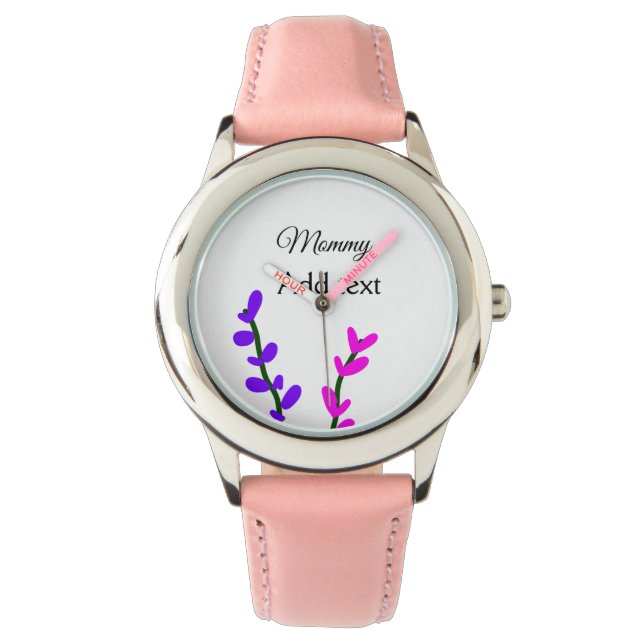 Rosa lila Lavendelmama Muttertagsgeschenk Armbanduhr (Vorderseite)