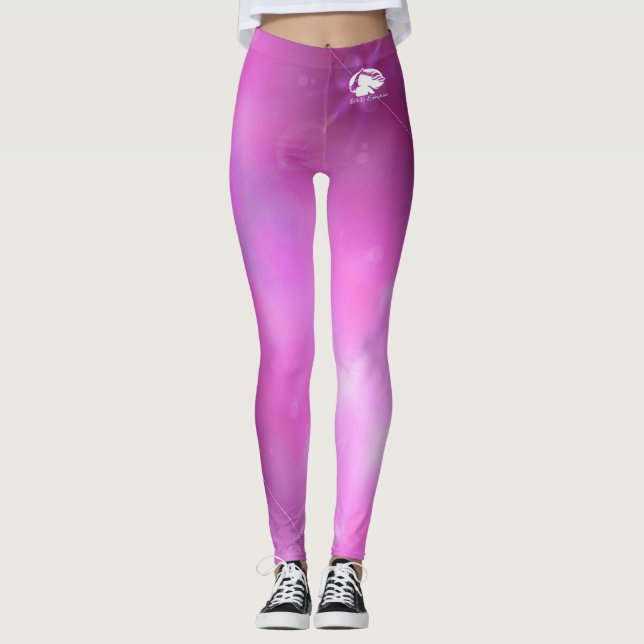 Rosa Lila Leggings - Weißes B&B-Logo (Vorderseite)