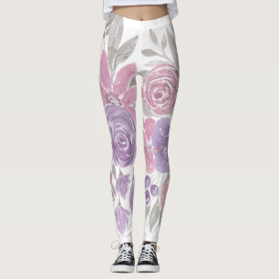 Rosa Lila Lichtfarbe Grüne Blütenfarbe Leggings