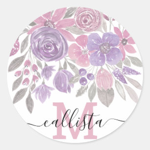 Rosa Lila Lichtfarbe Grüne Blütenfarbe Runder Aufkleber