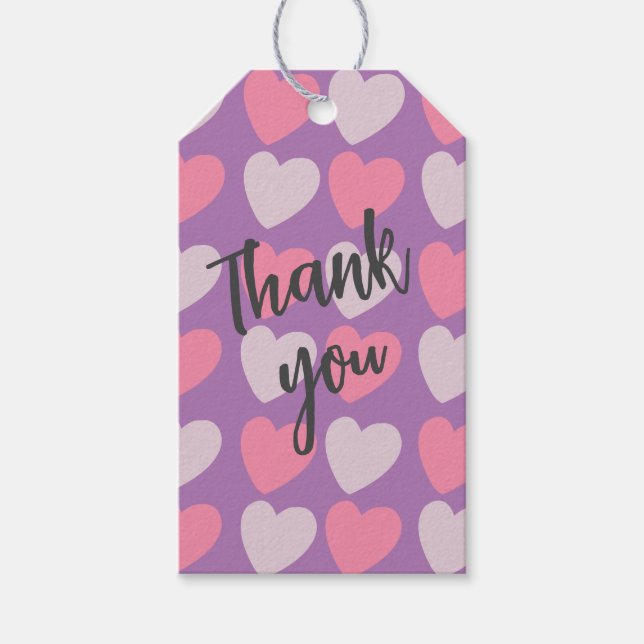 Rosa Lila Liebe Herz Geschenkanhänger (Vorderseite)