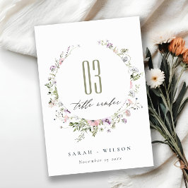 Rosa Lila Lilac Wildblume Circle Frame Wedding Tischnummer