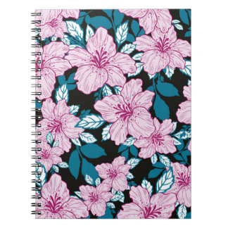 Rosa lila Lilie Blume Blau schwarzer Hintergrund Notizblock