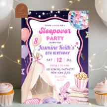 Rosa lila Mädchen-Schlafparty Geburtstag