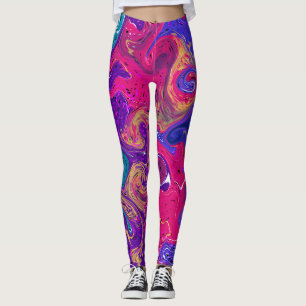 Rosa, Lila, Magenta Fluid Art Marmor Leggings
