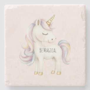 Rosa Lila Magisches Einhorn Steinuntersetzer