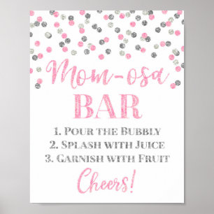 Rosa Lila Mama-osa-Bar Babydusche Poster