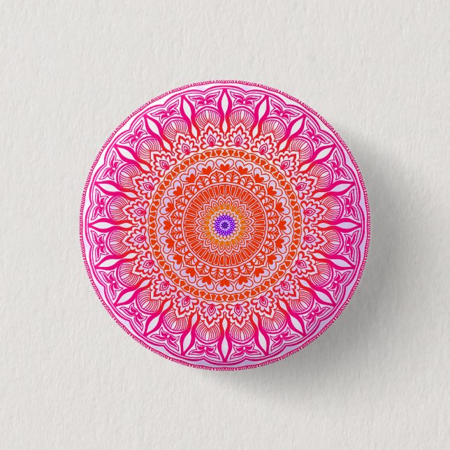 Rosa lila Mandala Button (Vorderseite)