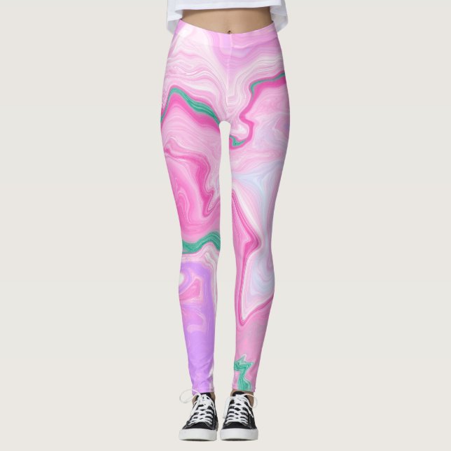 Rosa, Lila, minte grüne Marmorkunst Leggings (Vorderseite)