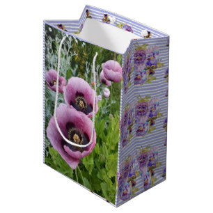 Rosa lila Mohn Mauve Lila Aquarell Medium Mittlere Geschenktüte