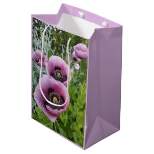 Rosa lila Mohn Mauve Lila Aquarell Medium Mittlere Geschenktüte