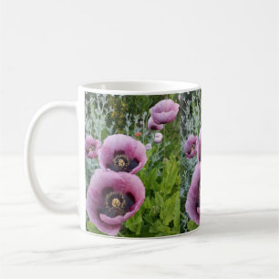 Rosa lila Mohnblumen Mauve lila Blume Kaffeetasse