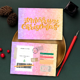 Rosa Lila Muster Weihnachts Ticket Geschenkgutsche