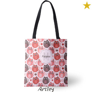 Rosa Lila Niedliche Fett Katzen Name Monogramm