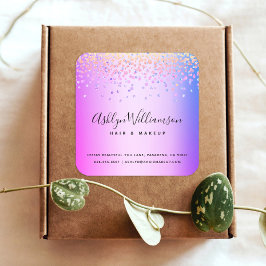 Rosa lila Ober-Haarsalon-Make-up-Künstler Quadratischer Aufkleber