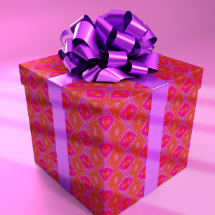 Rosa Lila Orange Crayon Diamonds Geometrie Geschenkpapier