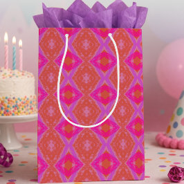 Rosa Lila Orange Crayon Diamonds Geometrie Mittlere Geschenktüte