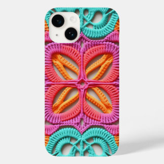 Rosa Lila orangefarbene Granny Square Crochet Case-Mate iPhone 14 Hülle