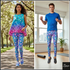 Rosa lila organisches Kieselstein-Blau-Verlaufs Mu Leggings