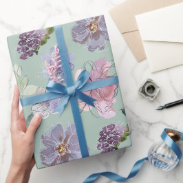 Rosa Lila Petals Minzgrün Hintergrund Geschenkpapier