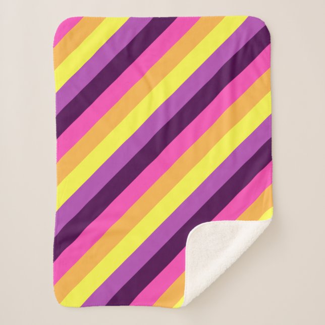 Rosa Lila Retro Streifen Kleine Sherpa Decke Sherpadecke (Vorderseite)