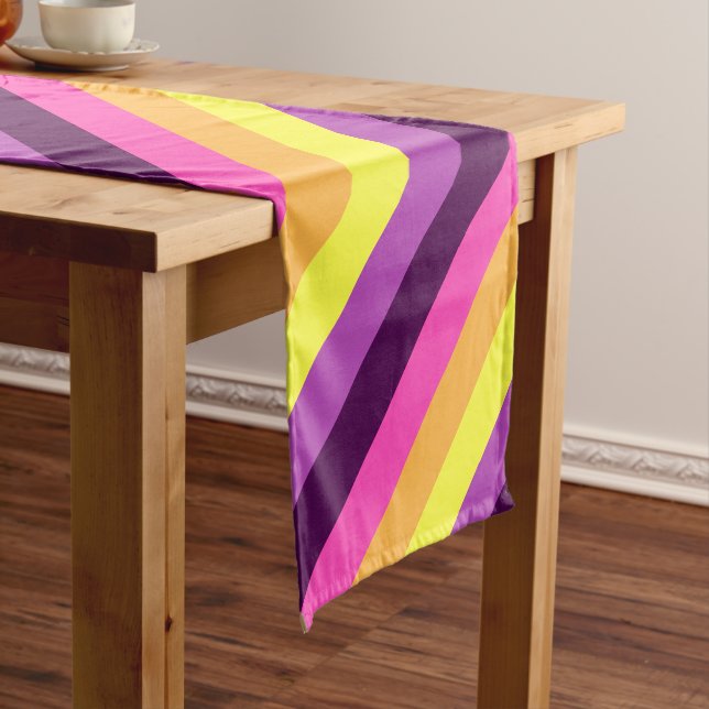 Rosa Lila Retro Streifen Kleine Tischrunde Kurzer Tischläufer (Beispiel)