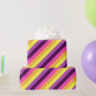 Rosa, Lila Retro-Streifen, Wrapping Paper Geschenkpapier