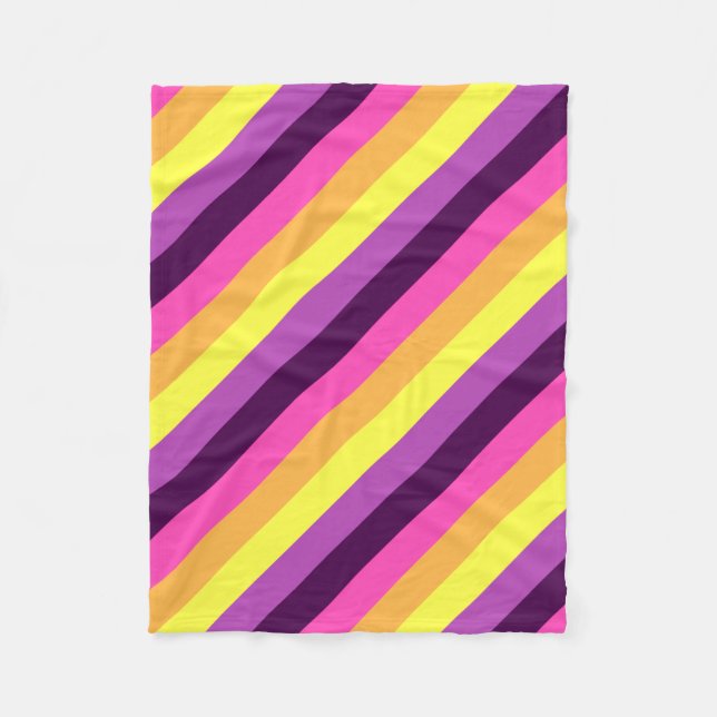 Rosa Lila Retrostreifen kleine Fleecebanken Fleecedecke (Vorderseite)