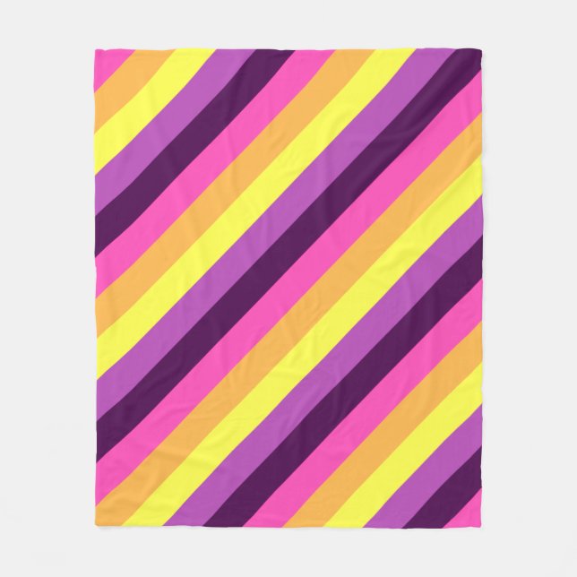 Rosa Lila Retrostreifen mittelschwere Fleecebanken Fleecedecke (Vorderseite)