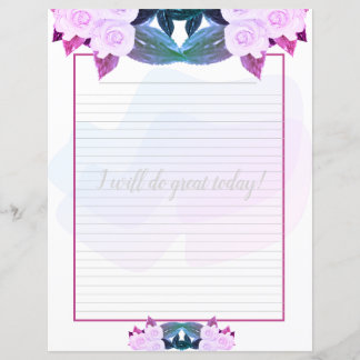 Rosa Lila Rose Schriftpapier mit Blumenüberzug