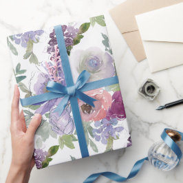 Rosa Lila Rose Weißer Hintergrund Geschenkpapier