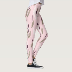 Rosa lila rotes Retro-Blumenmuster Leggings