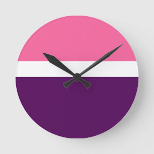 Rosa Lila Schlichte Blockgestaltung Runde Wanduhr