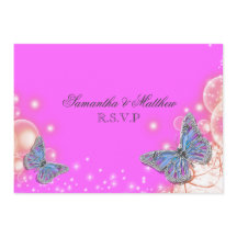 Rosa lila Schmetterling Hochzeit Rsvp
