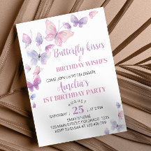 Rosa Lila Schmetterlinge Erstgeburt Einladung